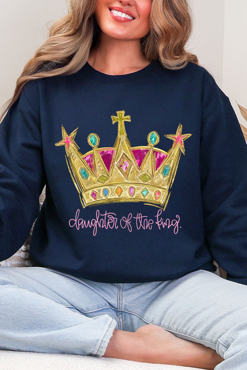 Bejeweled Daughter Of The King Heavy Blend Crew Sweatshirt - Wholesale Accessory Market