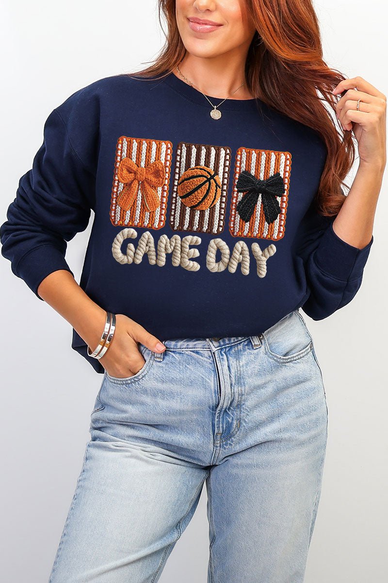 Faux Yarn Coquette Game Day Heavy Blend Crew Sweatshirt - Wholesale Accessory Market