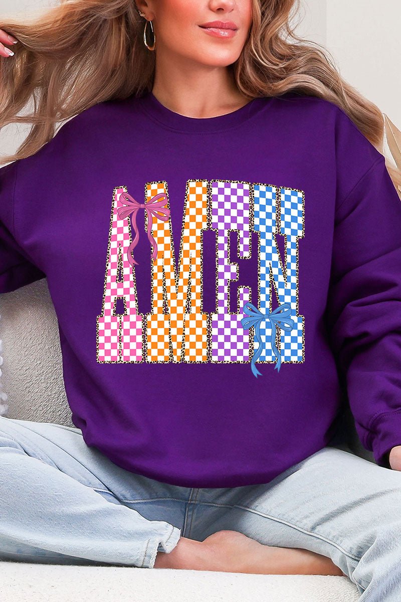 Color Check Amen Heavy Blend Crew Sweatshirt - Wholesale Accessory Market