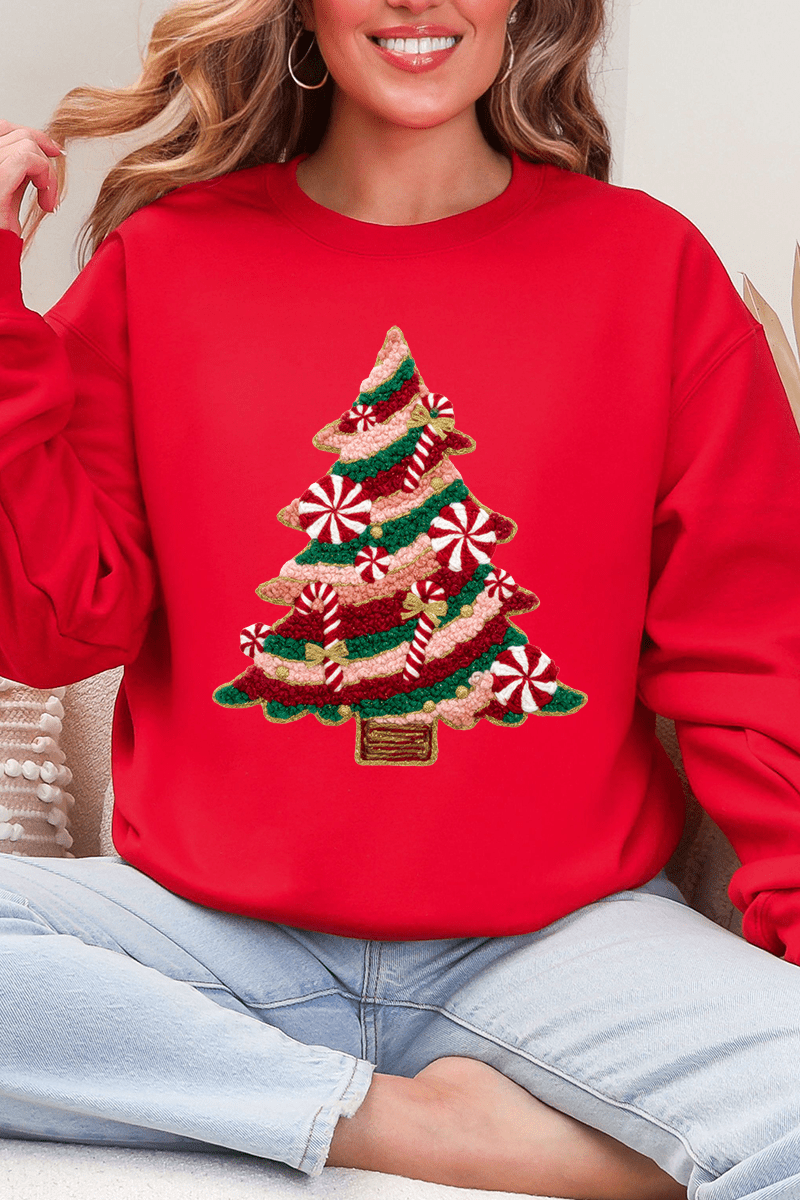 Faux Yarn Candy Cane Wishes Heavy Blend Crew Sweatshirt - Wholesale Accessory Market