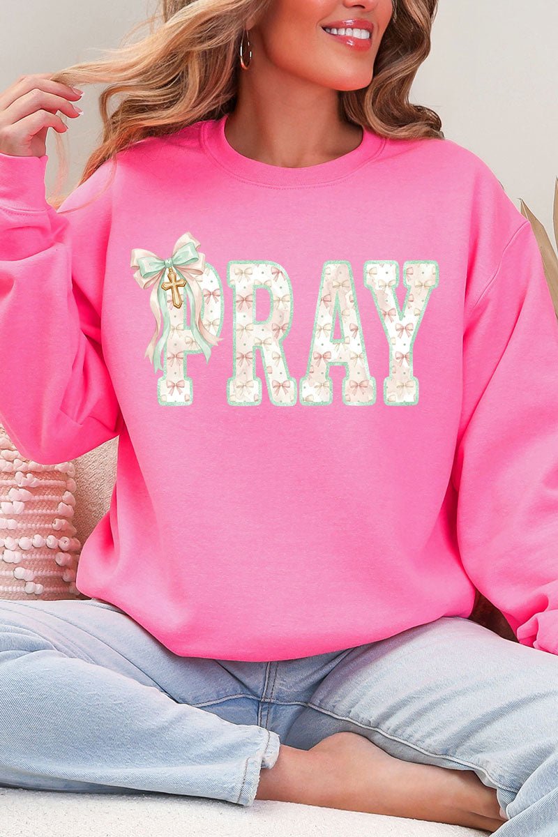 Coquette Cross Pray Heavy Blend Crew Sweatshirt - Wholesale Accessory Market