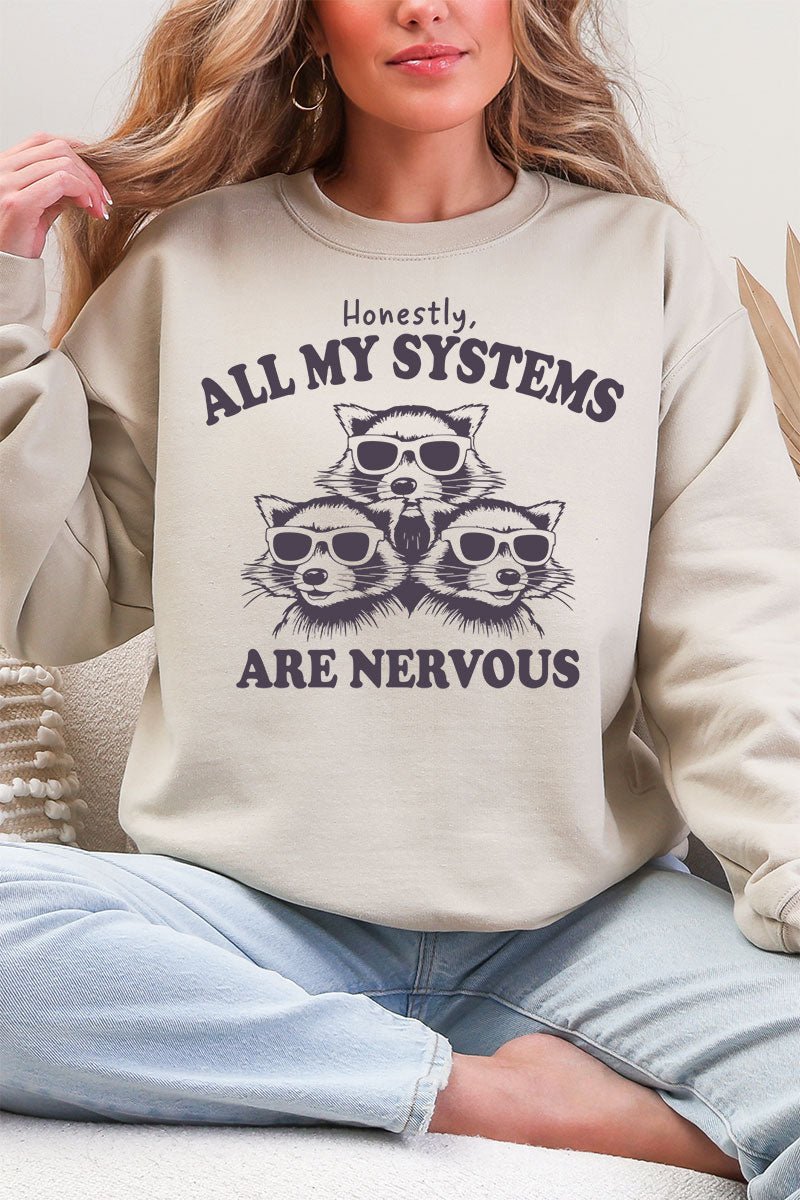 All My Systems Are Nervous Heavy Blend Crew Sweatshirt - Wholesale Accessory Market