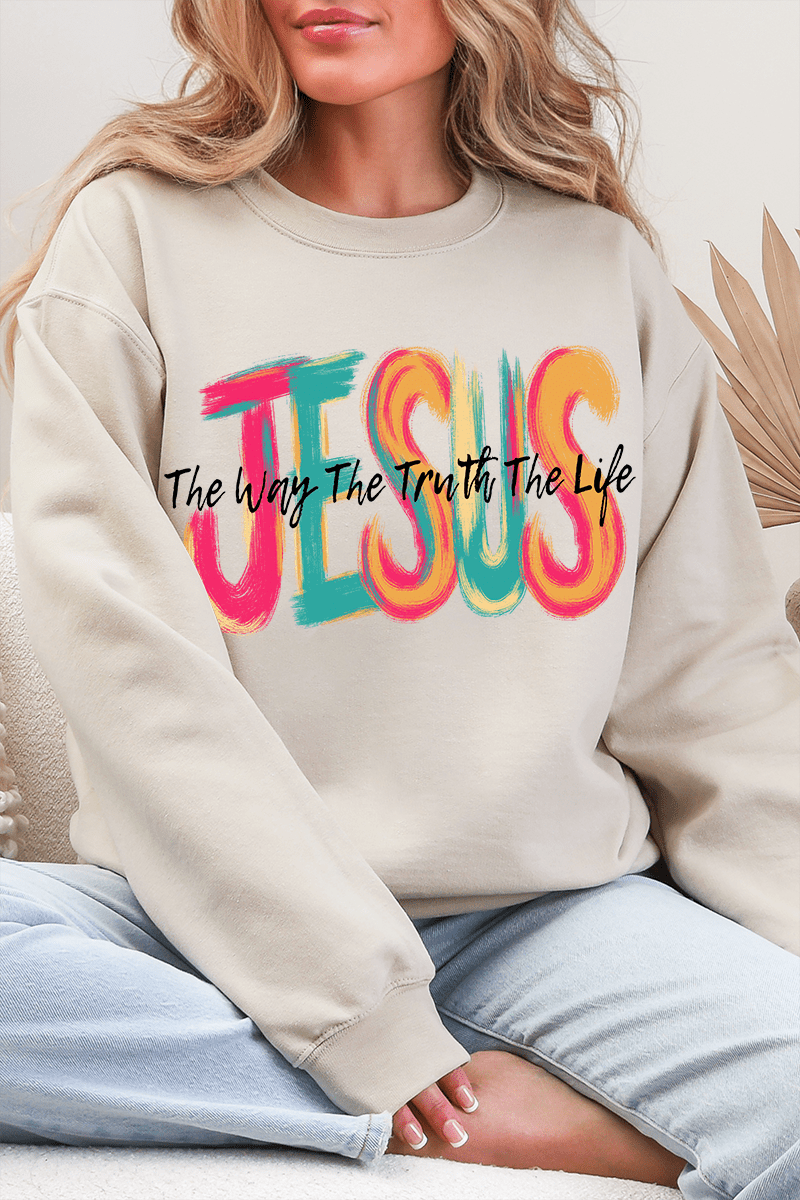 Brushstroke Jesus Heavy Blend Crew Sweatshirt - Wholesale Accessory Market