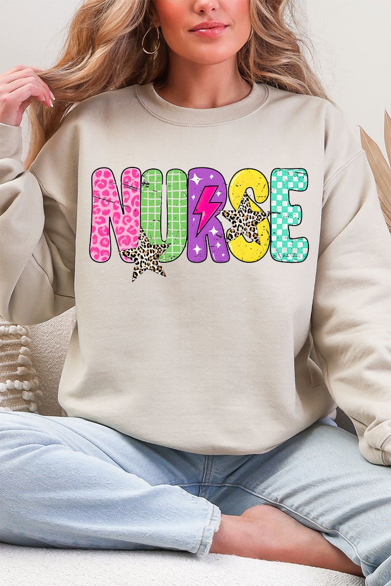 Distressed Retro Nurse Heavy Blend Crew Sweatshirt - Wholesale Accessory Market