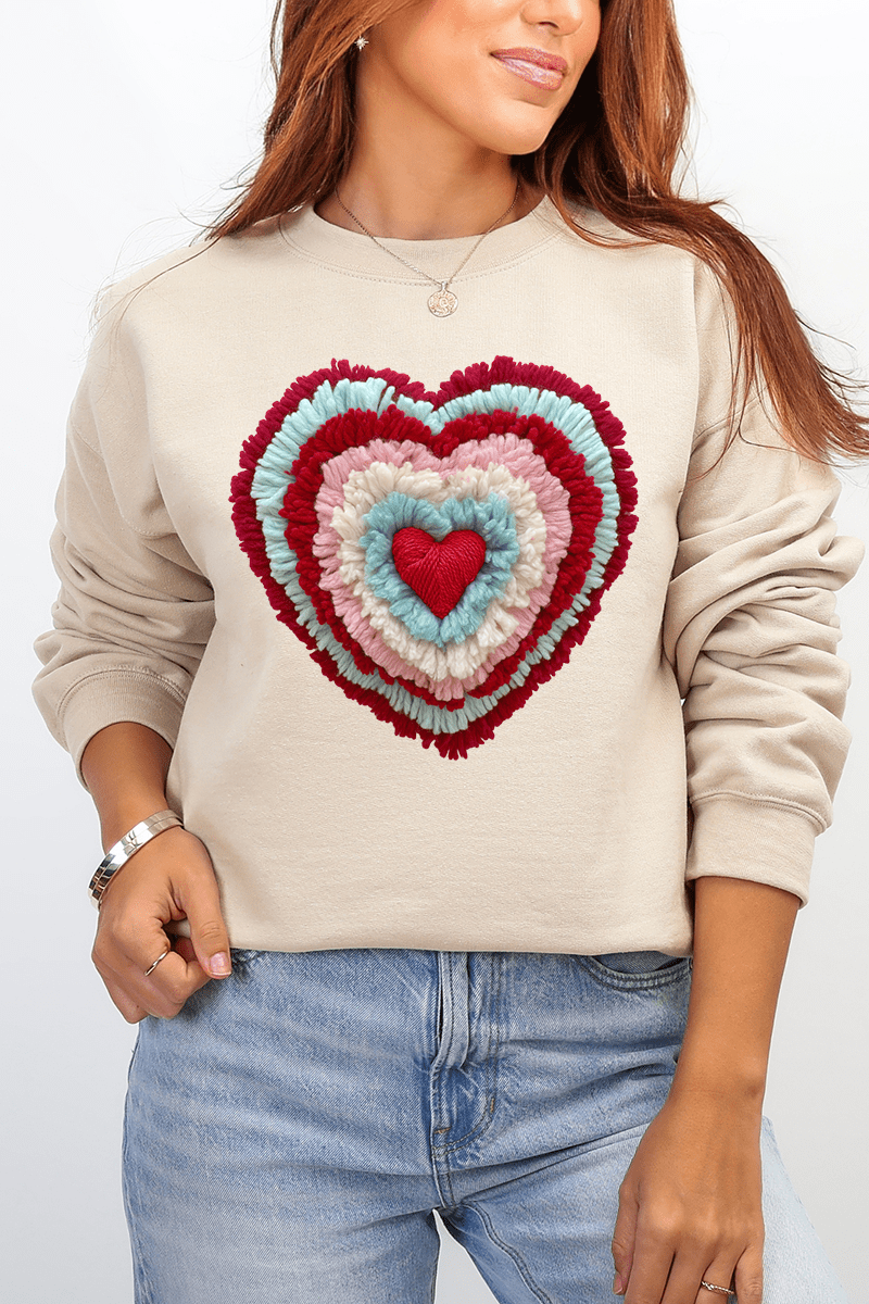 Faux Yarn Heart Collection Heavy Blend Crew Sweatshirt - Wholesale Accessory Market