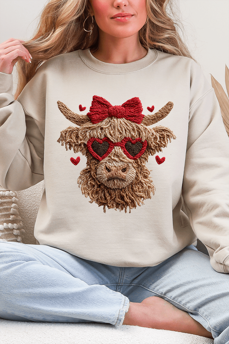 Heartbreaking Heifer Faux Yarn Heavy Blend Crew Sweatshirt - Wholesale Accessory Market