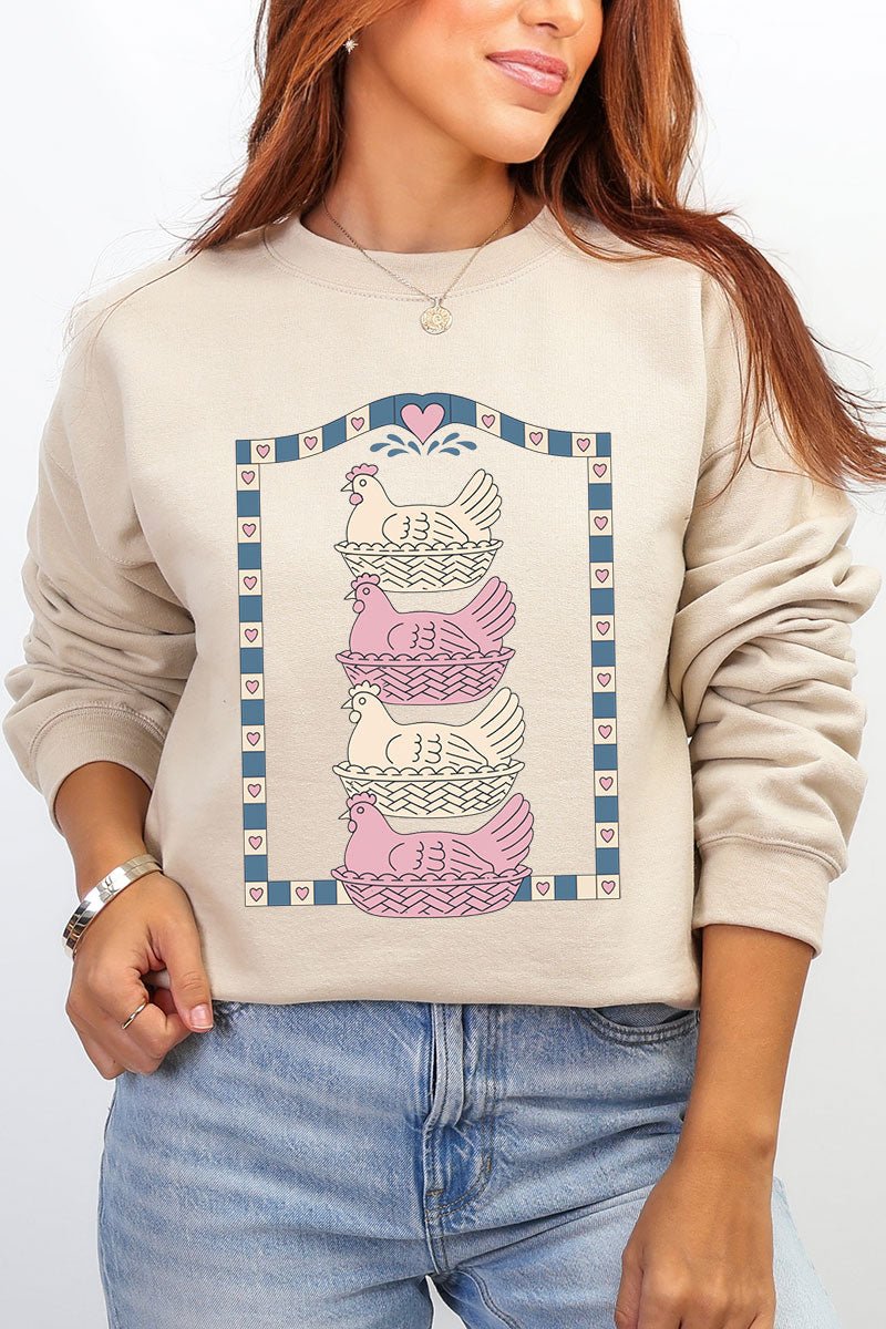 Hen Stack Hearts Heavy Blend Crew Sweatshirt - Wholesale Accessory Market