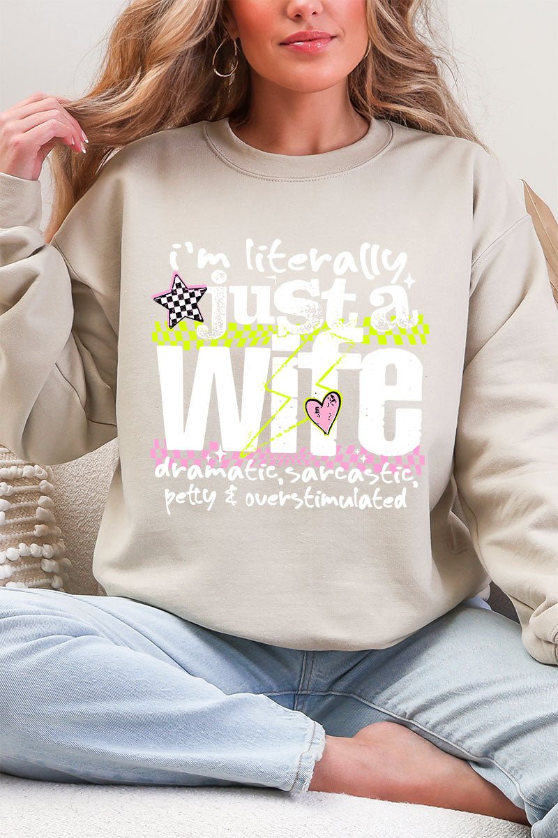 Literally Just A Wife Heavy Blend Crew Sweatshirt - Wholesale Accessory Market