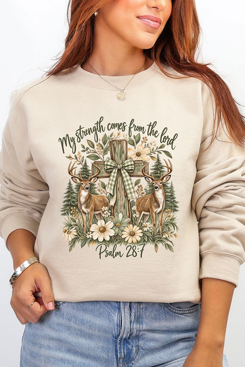 My Strength Woodland Deer Heavy Blend Crew Sweatshirt - Wholesale Accessory Market