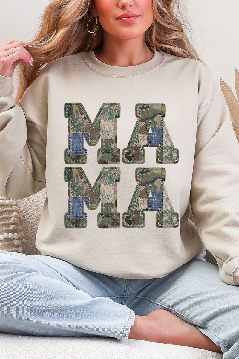 Patchwork Camo Mama Heavy Blend Crew Sweatshirt - Wholesale Accessory Market