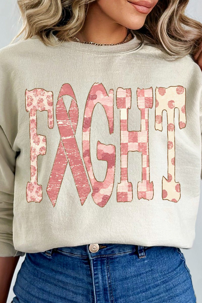 Pink Patterned Fight Heavy Blend Crew Sweatshirt - Wholesale Accessory Market