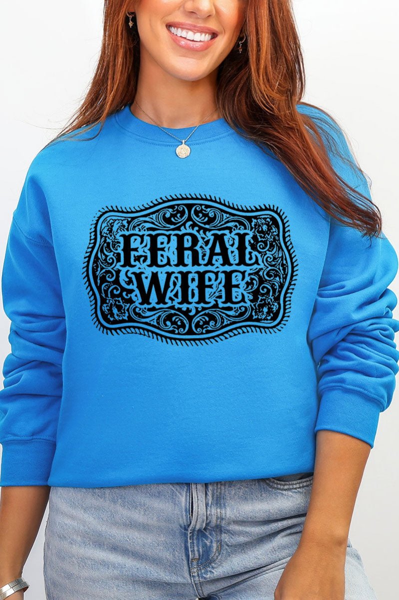 Belt Buckle Feral Wife Heavy Blend Crew Sweatshirt - Wholesale Accessory Market