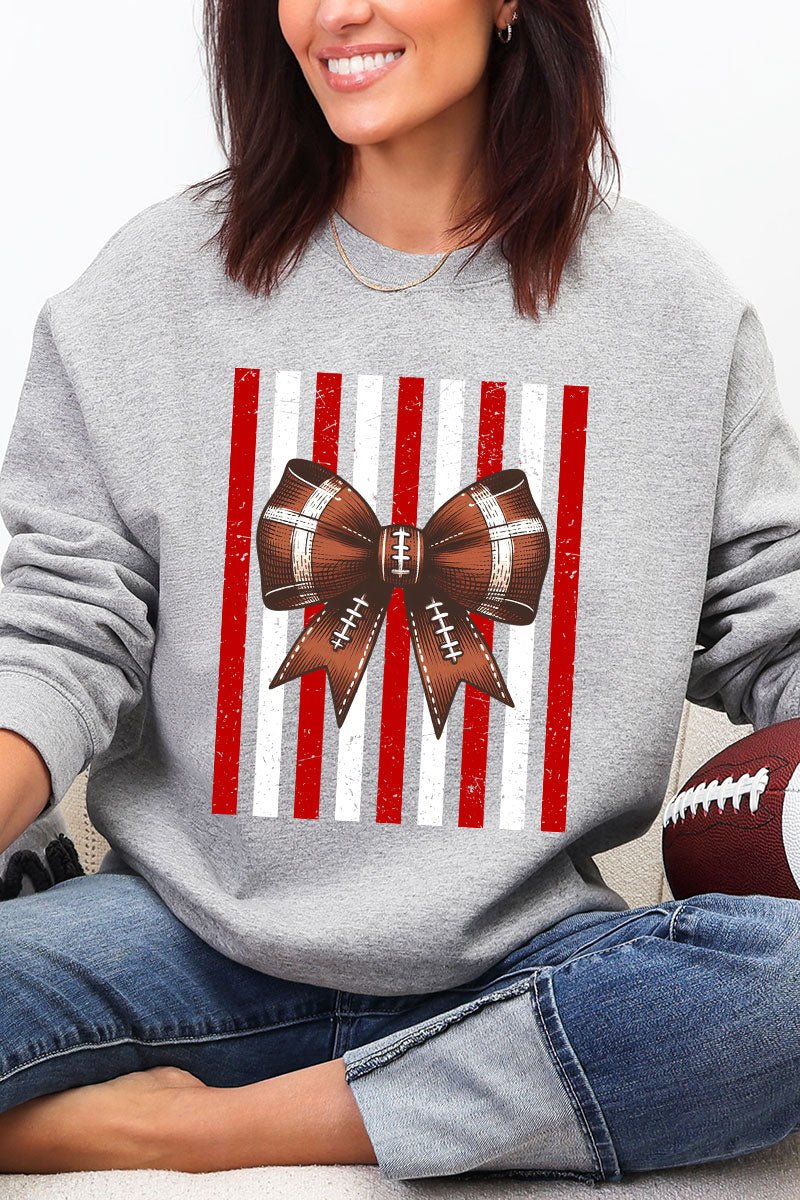 Red & White Varsity Bow Heavy Blend Crew Sweatshirt - Wholesale Accessory Market