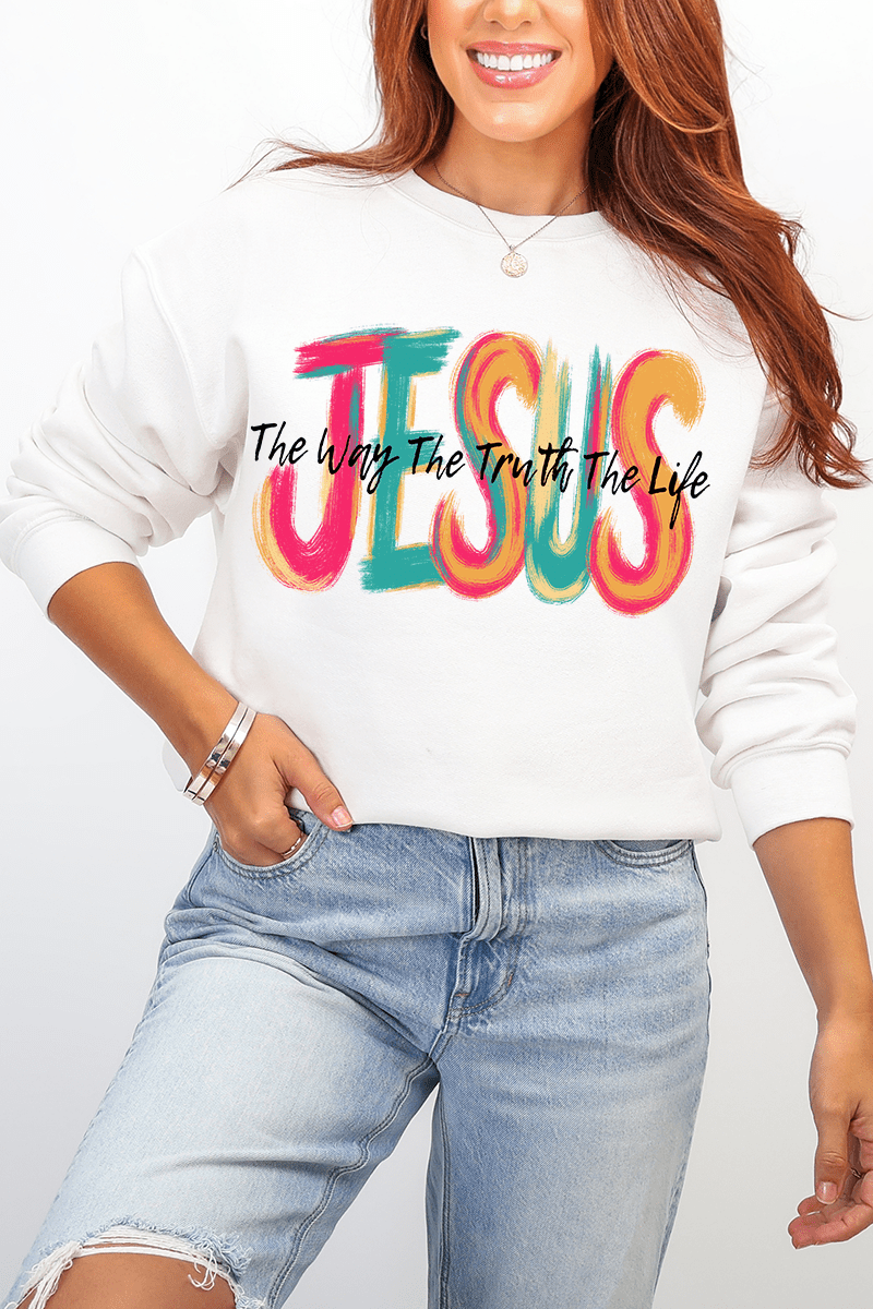 Brushstroke Jesus Heavy Blend Crew Sweatshirt - Wholesale Accessory Market