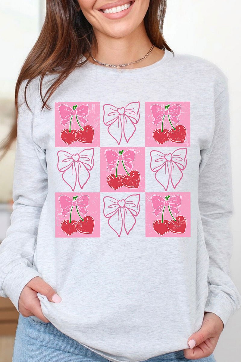 Cherry Love And Coquette Bows Unisex Dri - Power Long - Sleeve 50/50 Tee - Wholesale Accessory Market