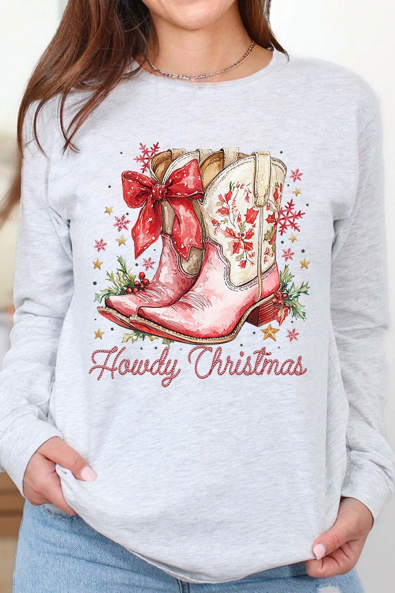 Howdy Christmas Coquette Boots Unisex Dri - Power Long - Sleeve 50/50 Tee - Wholesale Accessory Market