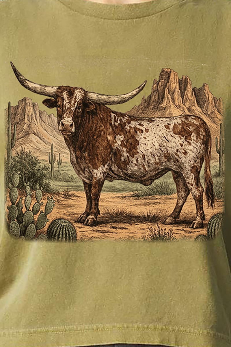 Desert Monarch Longhorn Women's Garment - Dyed Heavyweight Muscle Tee - Wholesale Accessory Market