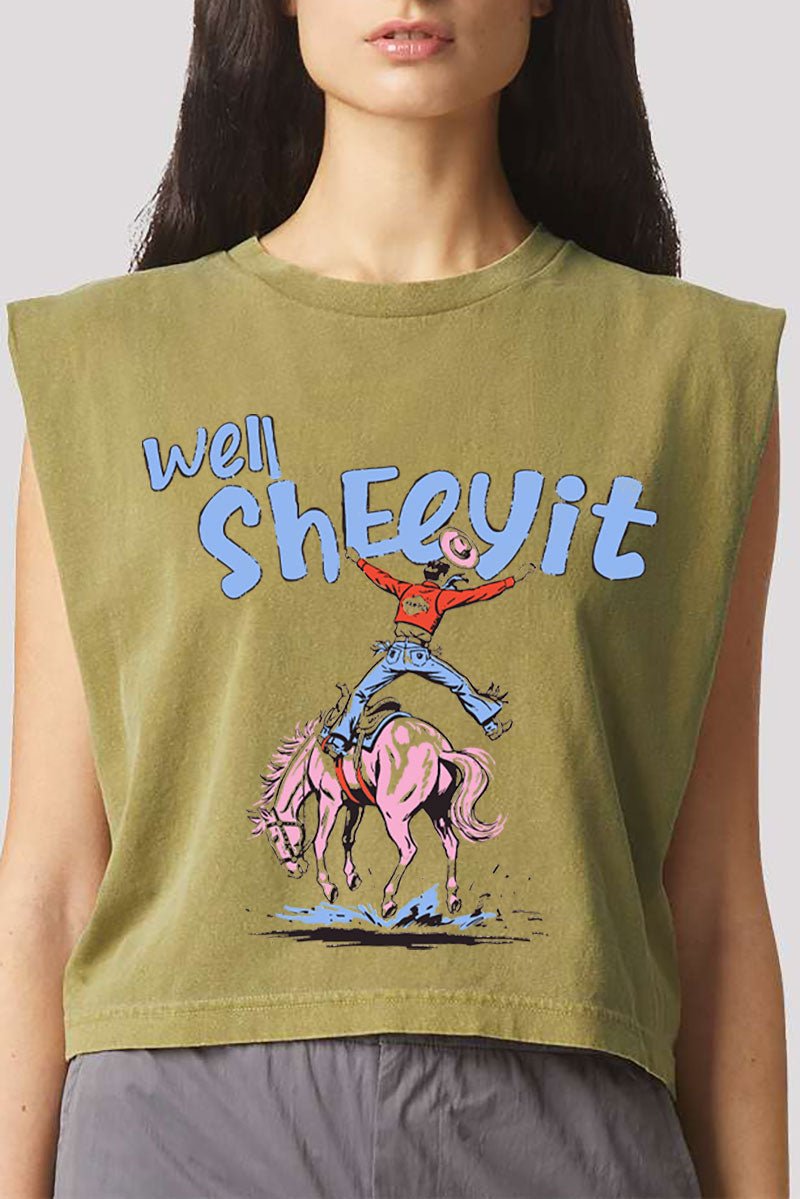 Well Sheeyit Cowboy Women's Garment - Dyed Heavyweight Muscle Tee - Wholesale Accessory Market