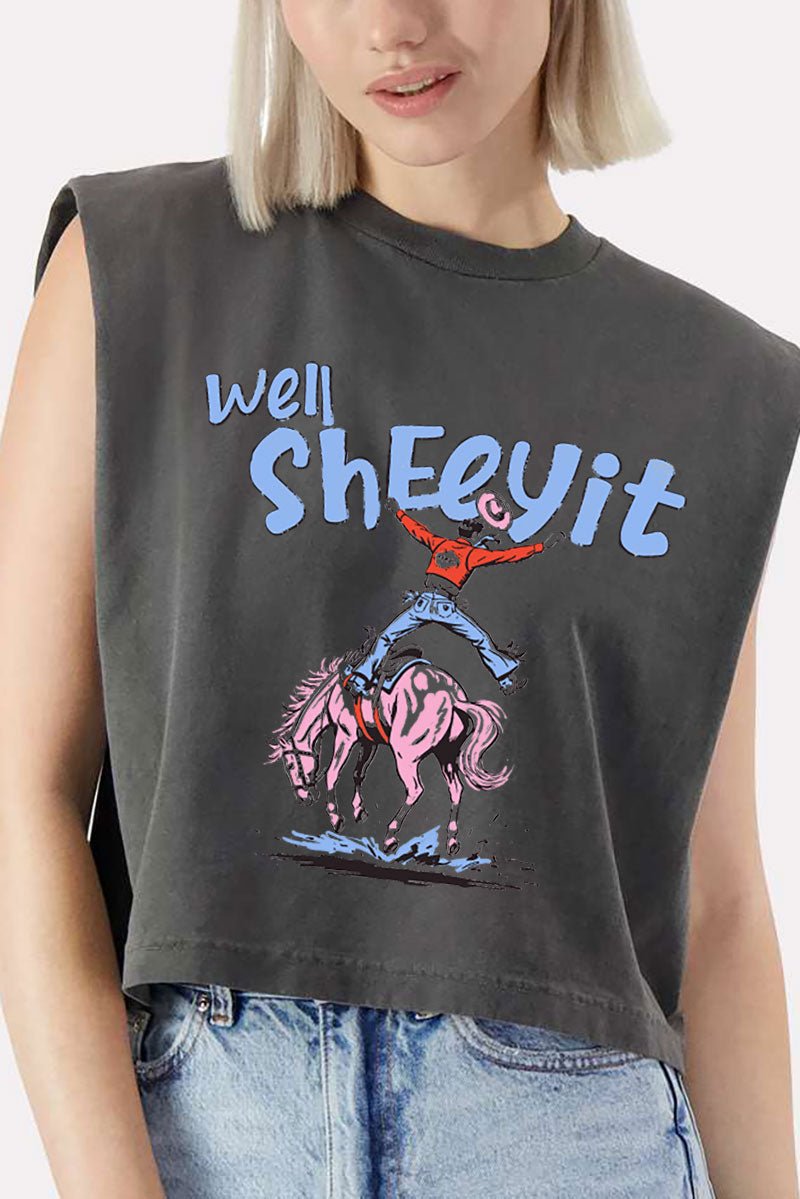 Well Sheeyit Cowboy Women's Garment - Dyed Heavyweight Muscle Tee - Wholesale Accessory Market