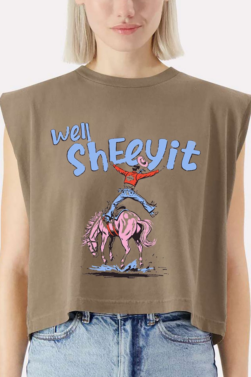 Well Sheeyit Cowboy Women's Garment - Dyed Heavyweight Muscle Tee - Wholesale Accessory Market