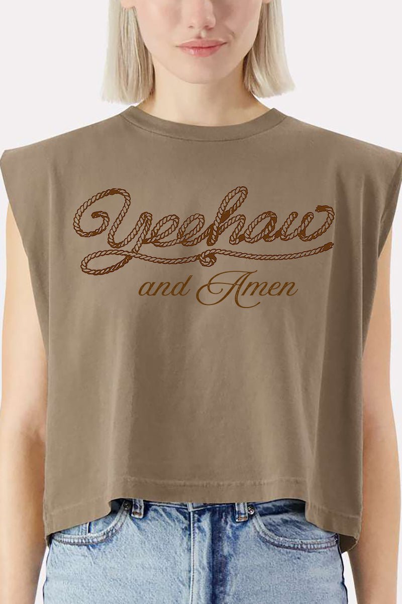 Yeehaw & Amen Women's Garment - Dyed Heavyweight Muscle Tee - Wholesale Accessory Market