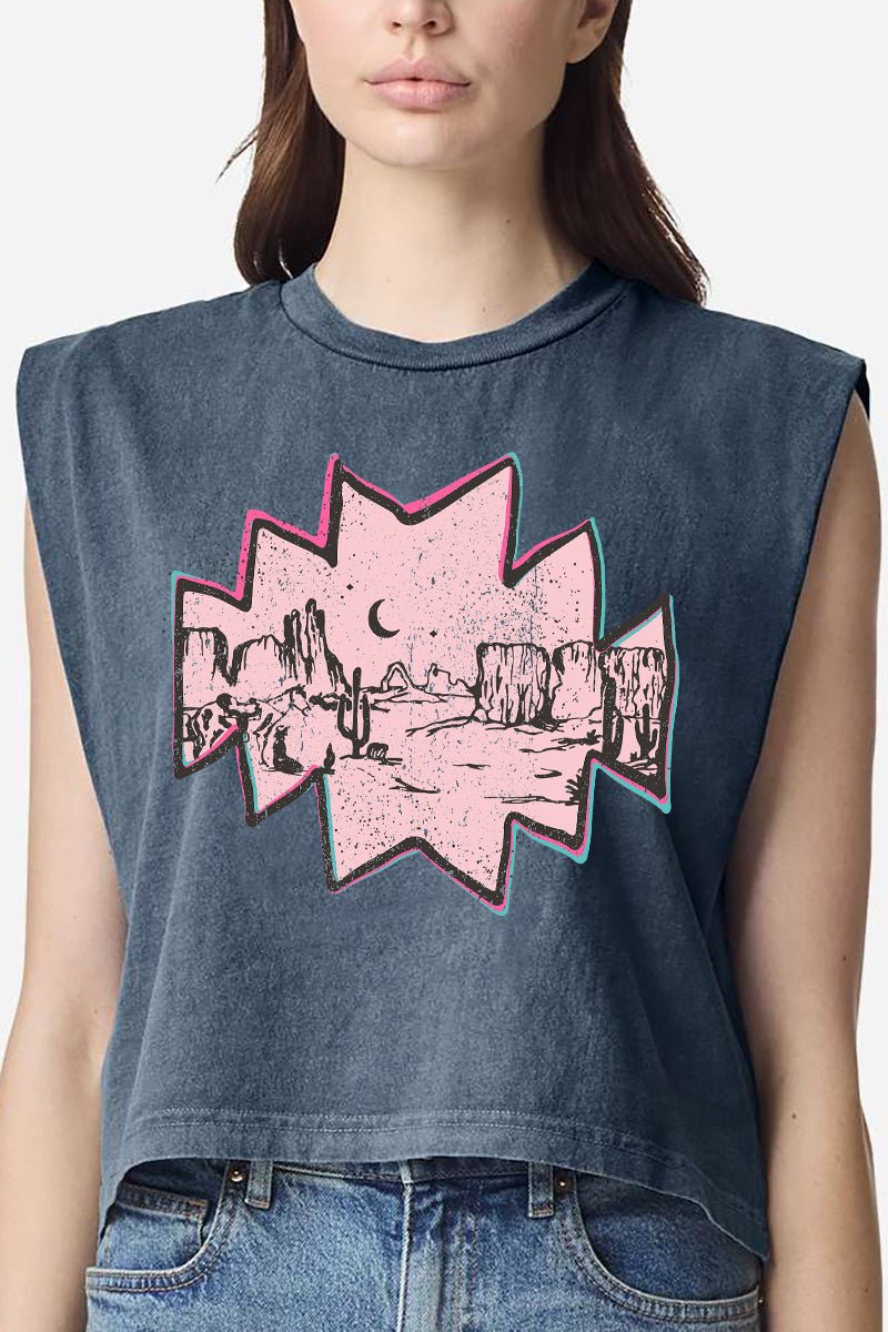 Pink Mesa Moonrise Women's Garment - Dyed Heavyweight Muscle Tee - Wholesale Accessory Market