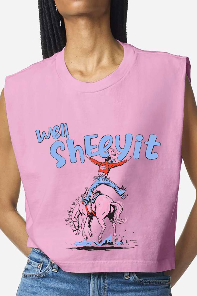 Well Sheeyit Cowboy Women's Garment - Dyed Heavyweight Muscle Tee - Wholesale Accessory Market