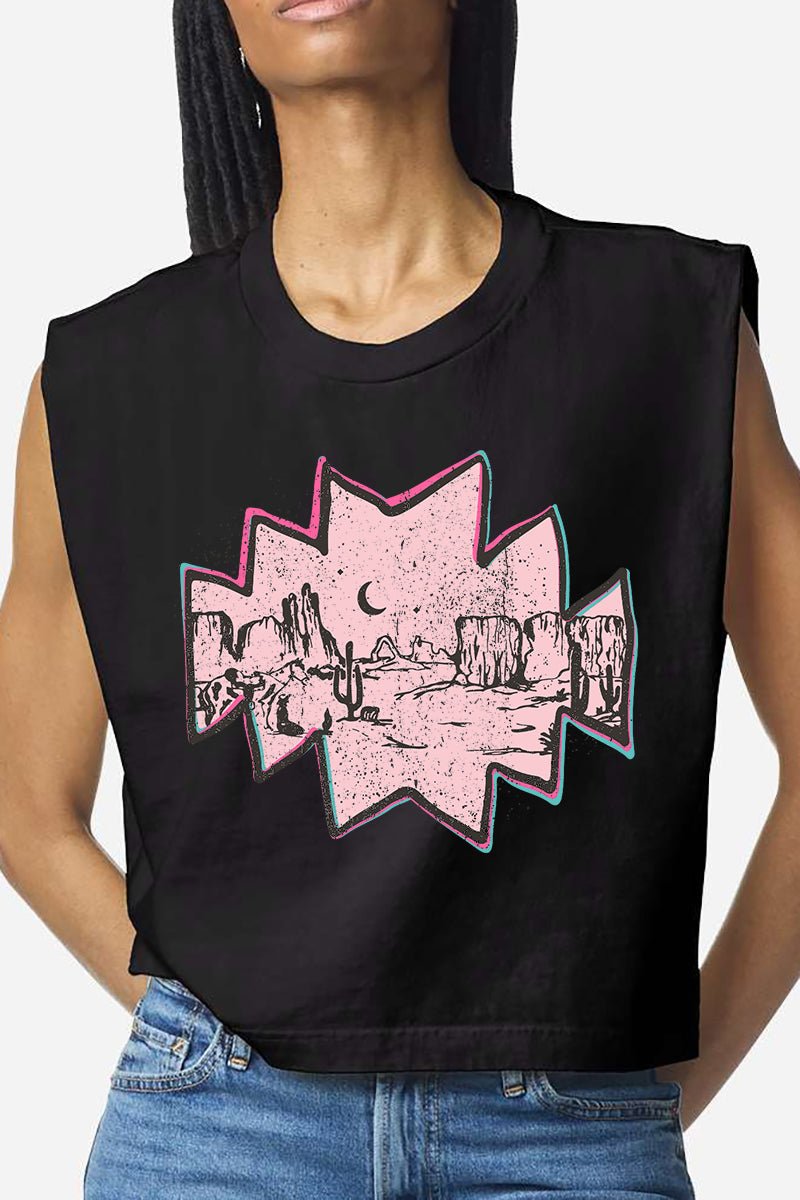 Pink Mesa Moonrise Women's Garment - Dyed Heavyweight Muscle Tee - Wholesale Accessory Market