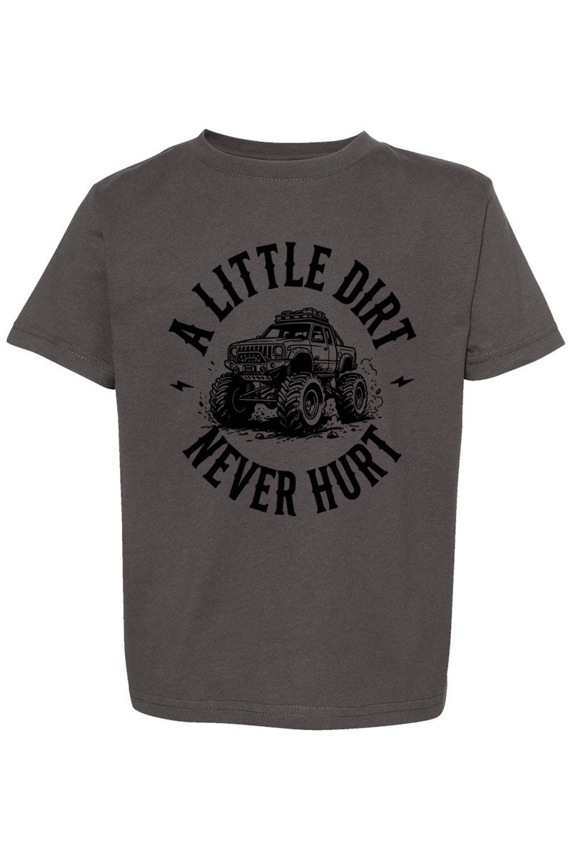 Toddler Monster Truck Little Dirt Never Hurt Fine Jersey Tee - Wholesale Accessory Market