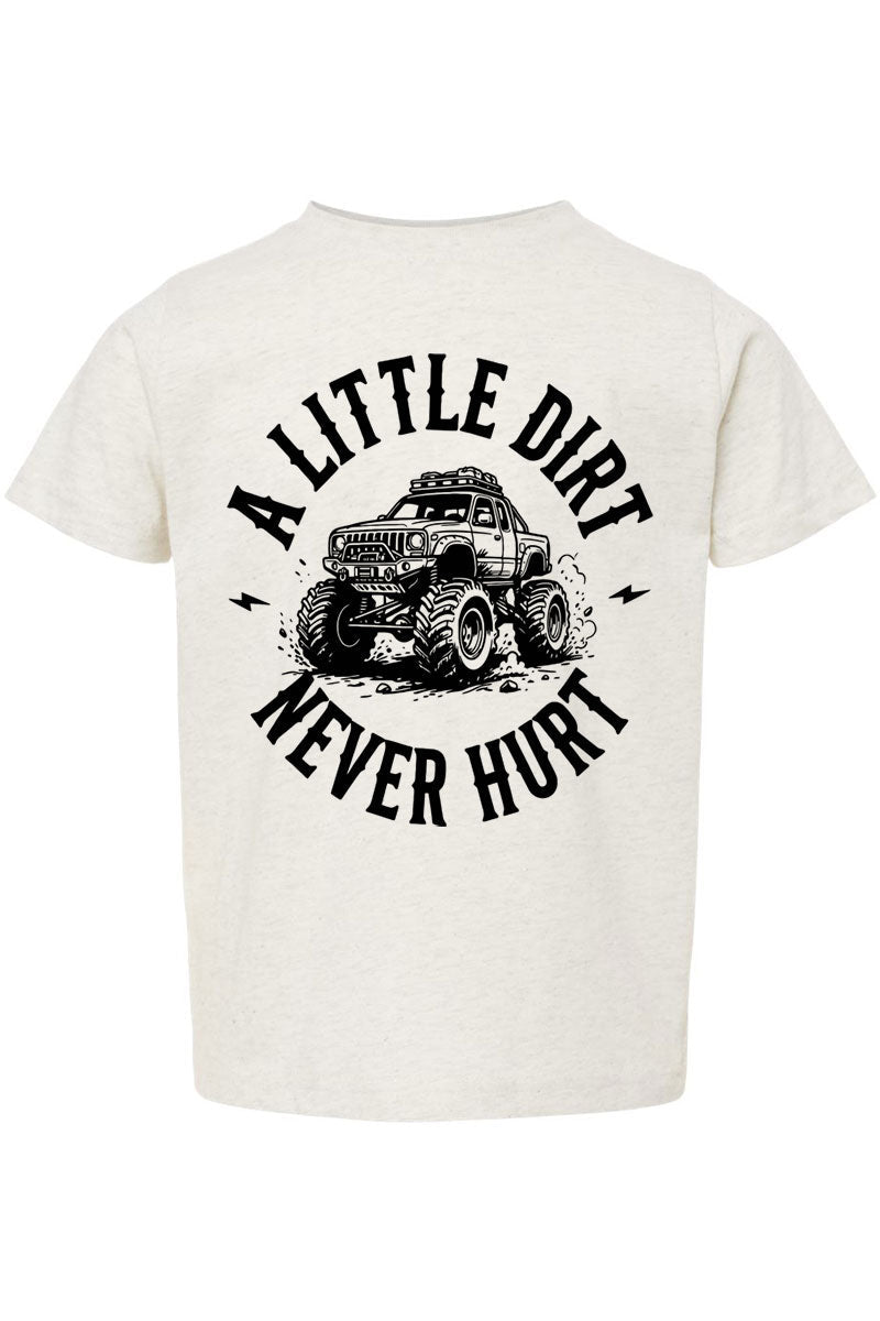 Toddler Monster Truck Little Dirt Never Hurt Fine Jersey Tee - Wholesale Accessory Market