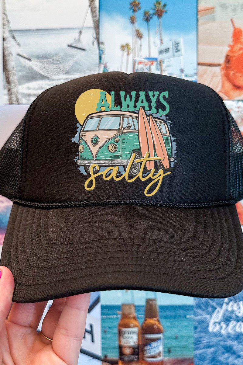 Always Salty Van Life Otto Black Foam Front Trucker Hat - Wholesale Accessory Market