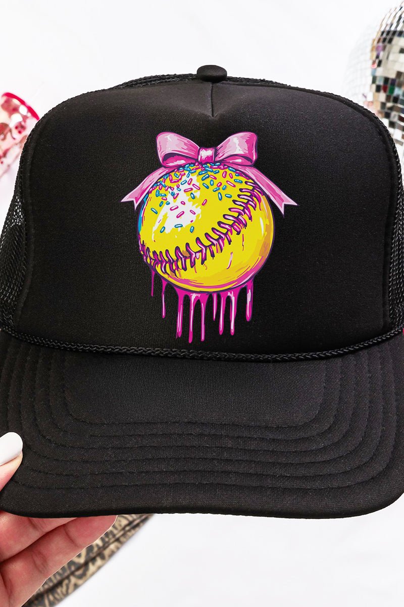 Coquette Drippy Softball Otto Black Foam Front Trucker Hat - Wholesale Accessory Market
