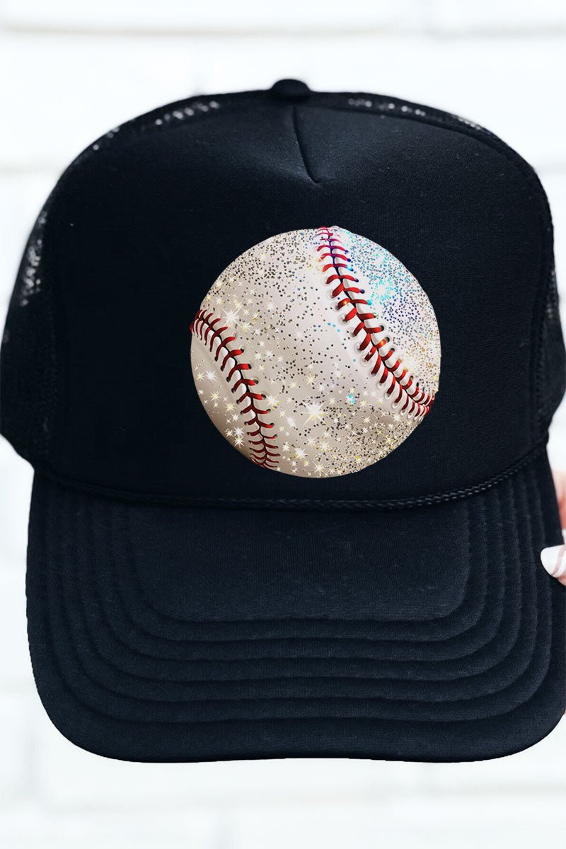 Faux Glitter Baseball Otto Black Foam Front Trucker Hat - Wholesale Accessory Market