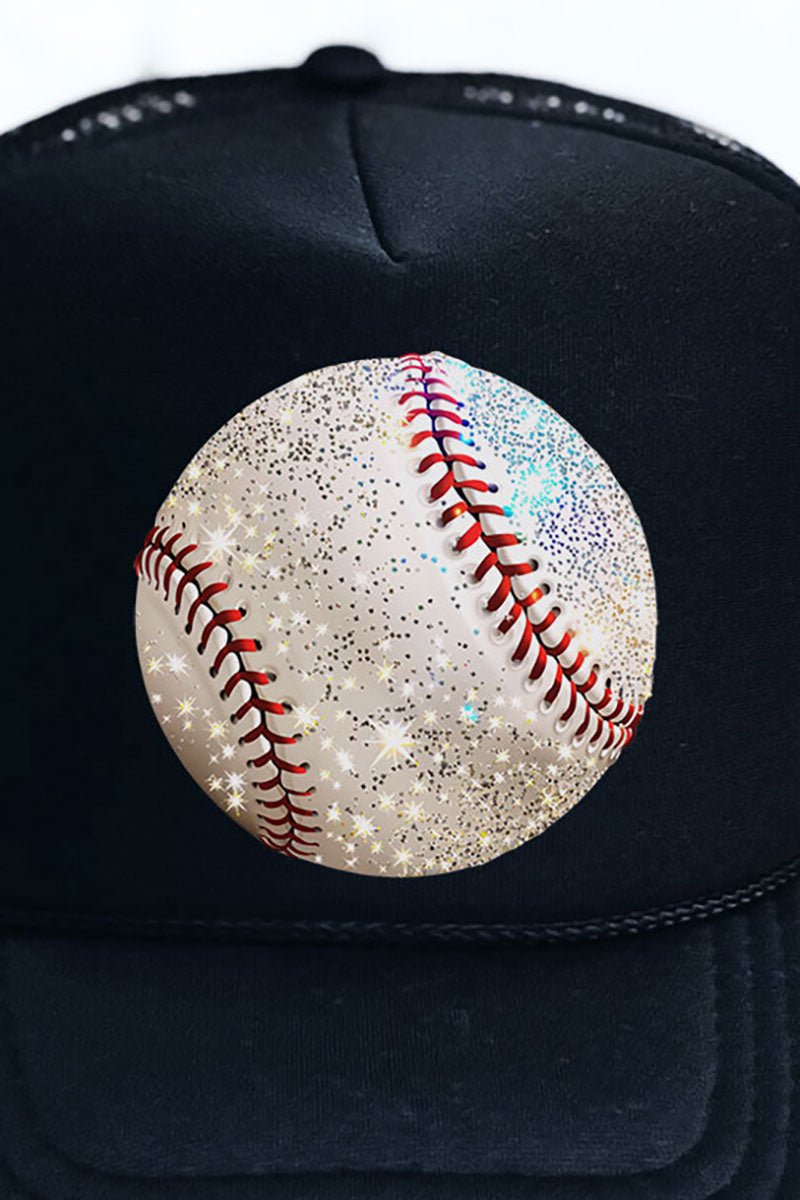 Faux Glitter Baseball Otto Black Foam Front Trucker Hat - Wholesale Accessory Market