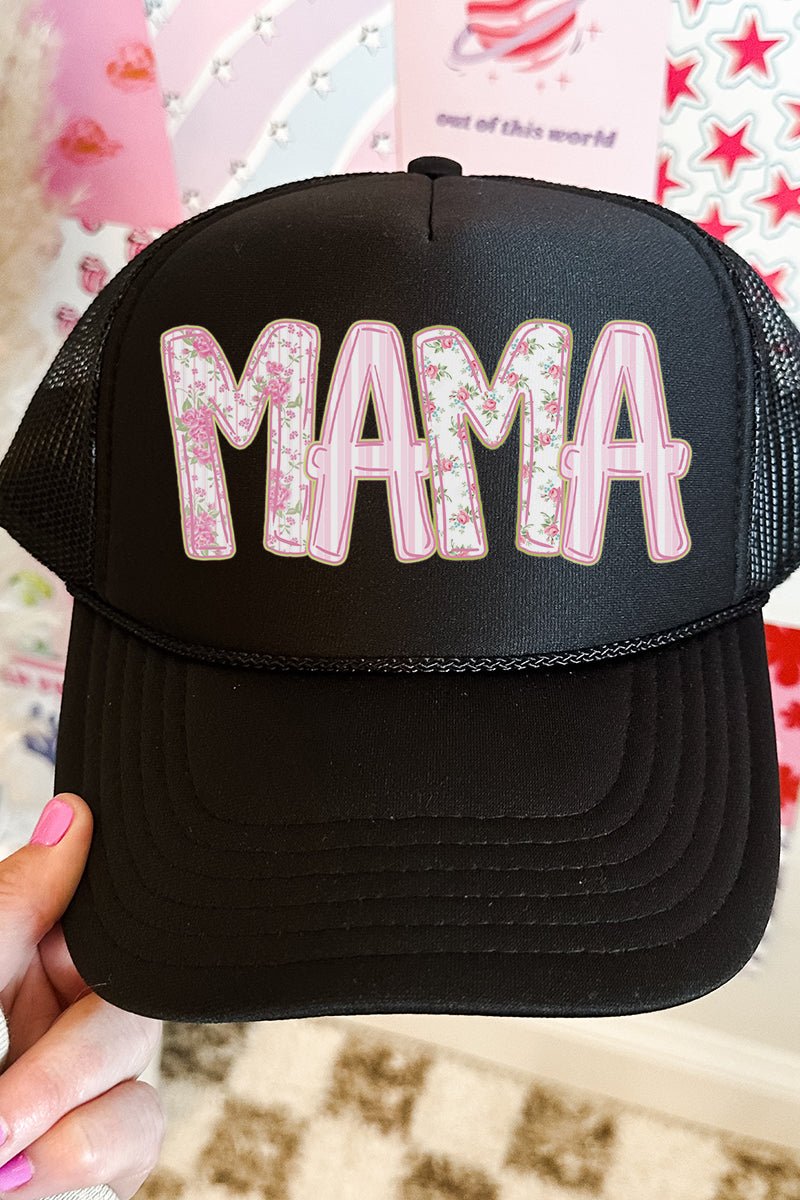 Pink Blossom Mama Otto Black Foam Front Trucker Hat - Wholesale Accessory Market