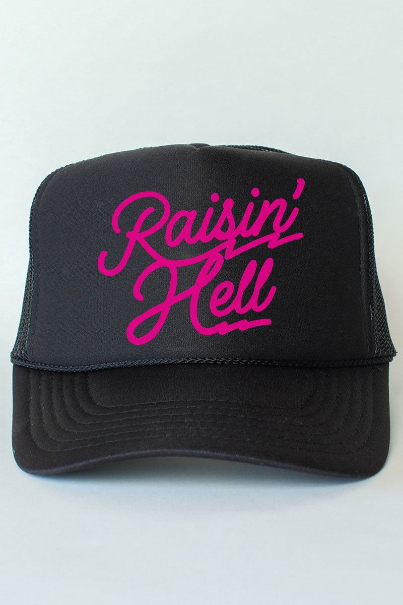 Pink Raisin' Hell Otto Black Foam Front Trucker Hat - Wholesale Accessory Market