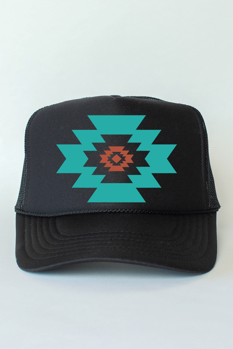 Punchy Aztec Otto Black Foam Front Trucker Hat - Wholesale Accessory Market