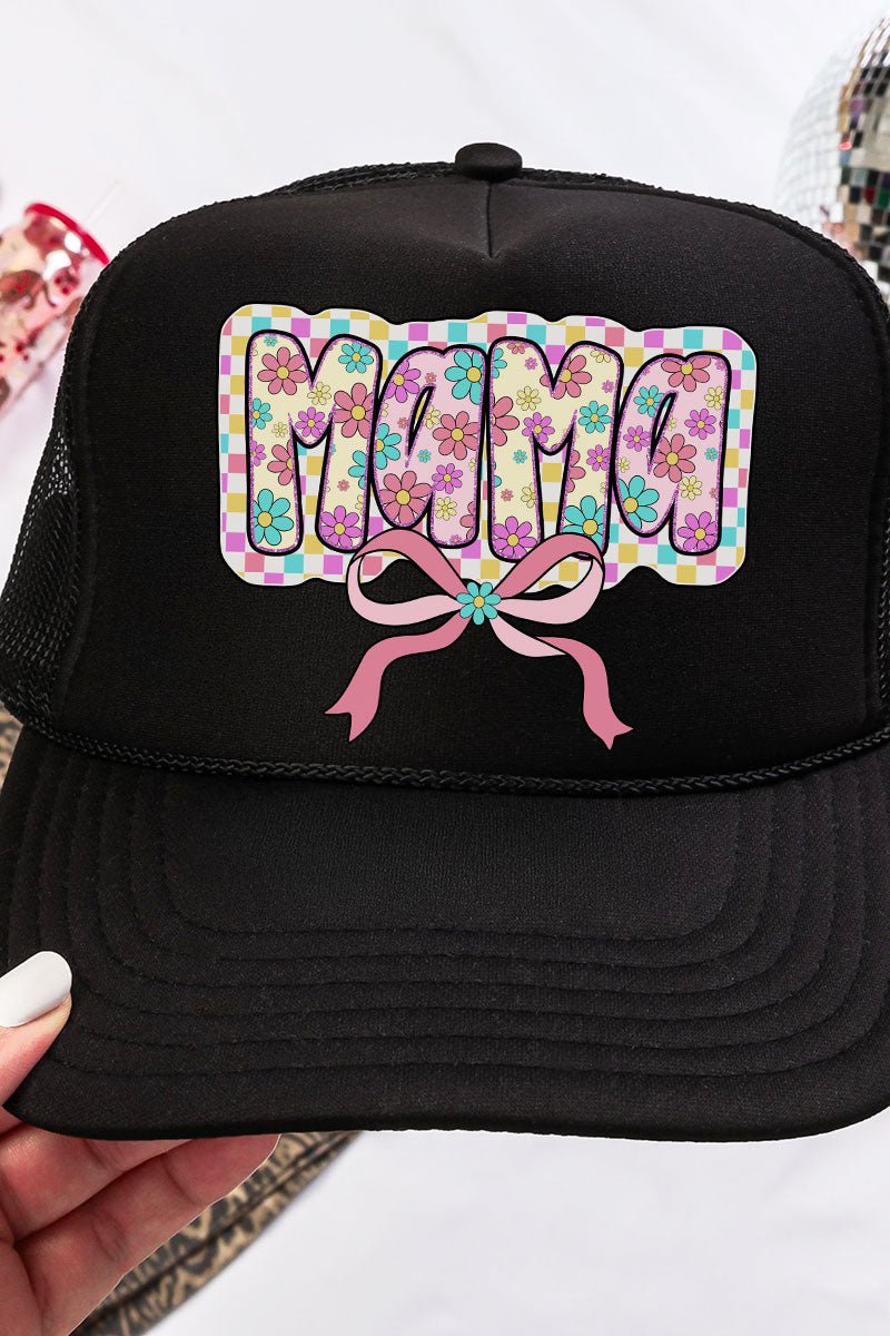 Spring Blooms Mama Otto Black Foam Front Trucker Hat - Wholesale Accessory Market