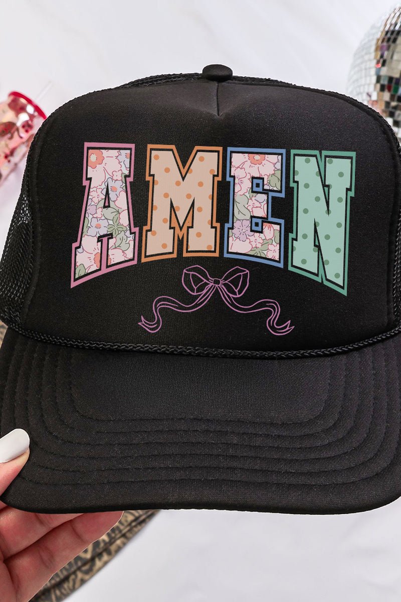 Springtime Amen Otto Black Foam Front Trucker Hat - Wholesale Accessory Market
