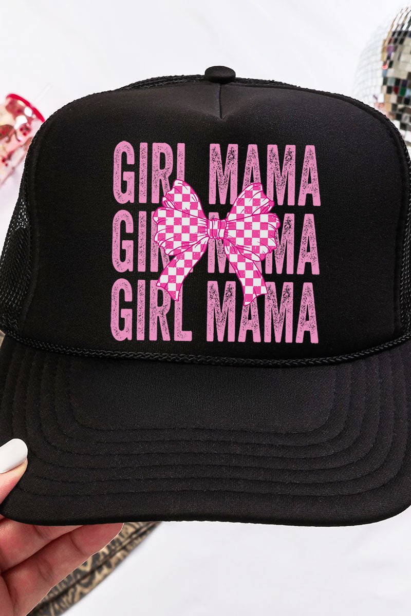 Stacked Coquette Girl Mama Otto Black Foam Front Trucker Hat - Wholesale Accessory Market