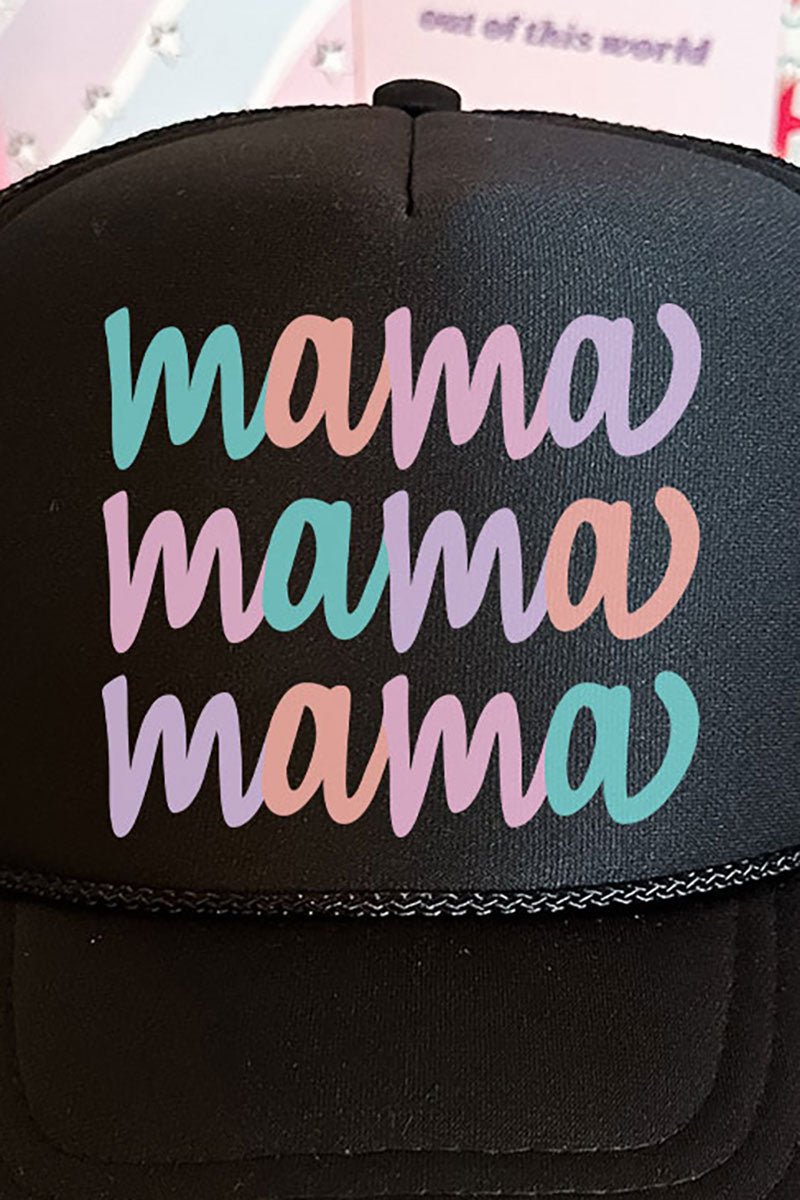 Stacked Pastel Mama Otto Black Foam Front Trucker Hat - Wholesale Accessory Market