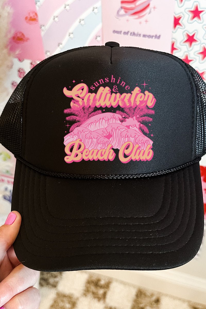 Sunshine & Saltwater Beach Club Otto Black Foam Front Trucker Hat - Wholesale Accessory Market