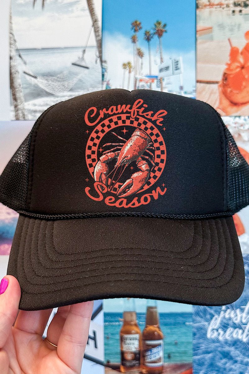 Vintage Crawfish Season Otto Black Foam Front Trucker Hat - Wholesale Accessory Market