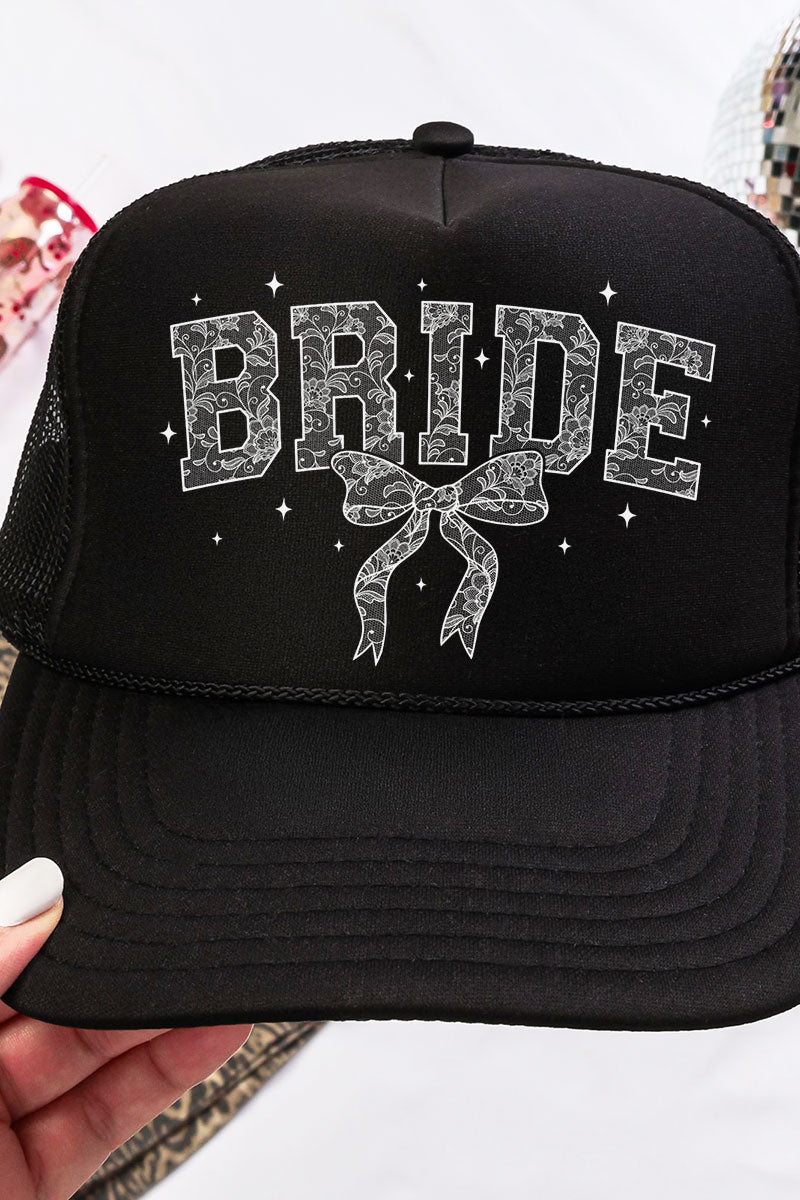White Lace Bride Otto Black Foam Front Trucker Hat - Wholesale Accessory Market