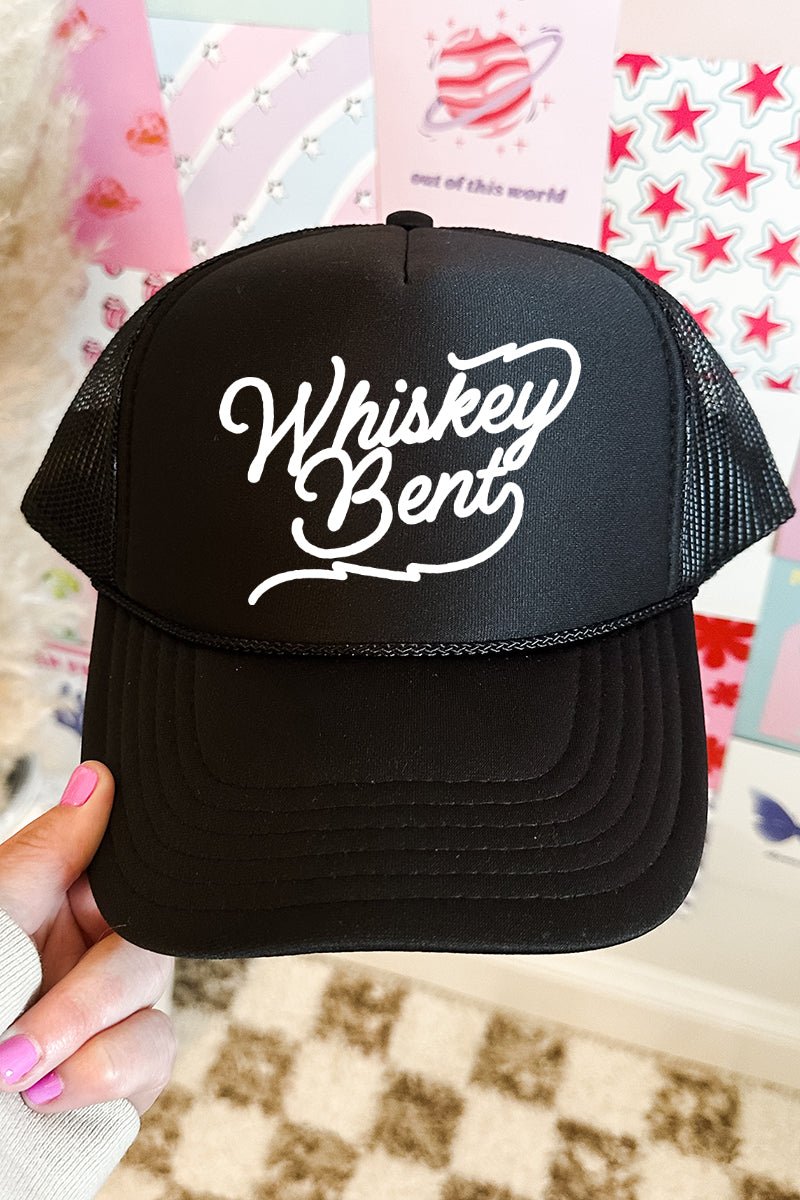 White Whiskey Bent Otto Black Foam Front Trucker Hat - Wholesale Accessory Market