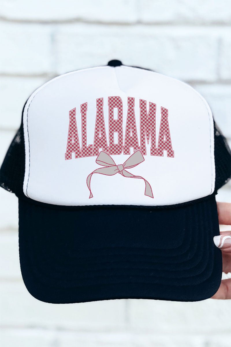 Checkered Coquette Alabama Otto Black with White Foam Front Trucker Hat - Wholesale Accessory Market