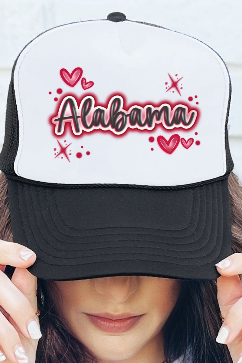 Faux Airbrush Alabama Otto Black with White Foam Front Trucker Hat - Wholesale Accessory Market