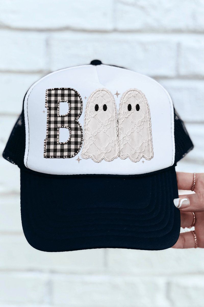 Gingham & Lace Boo Otto Foam Front Trucker Hat - Wholesale Accessory Market