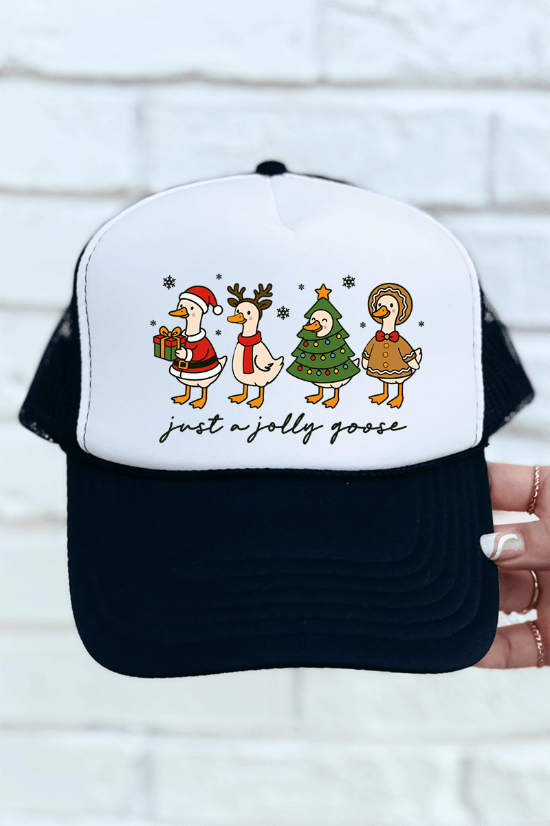 Just A Jolly Goose Otto Black with White Foam Front Trucker Hat - Wholesale Accessory Market