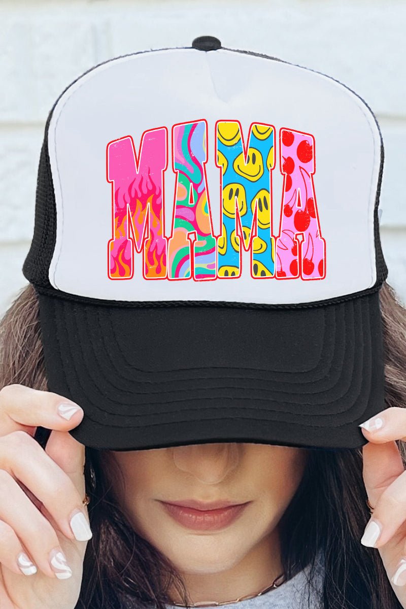 Spicy Smiles Mama Otto Black with White Foam Front Trucker Hat - Wholesale Accessory Market